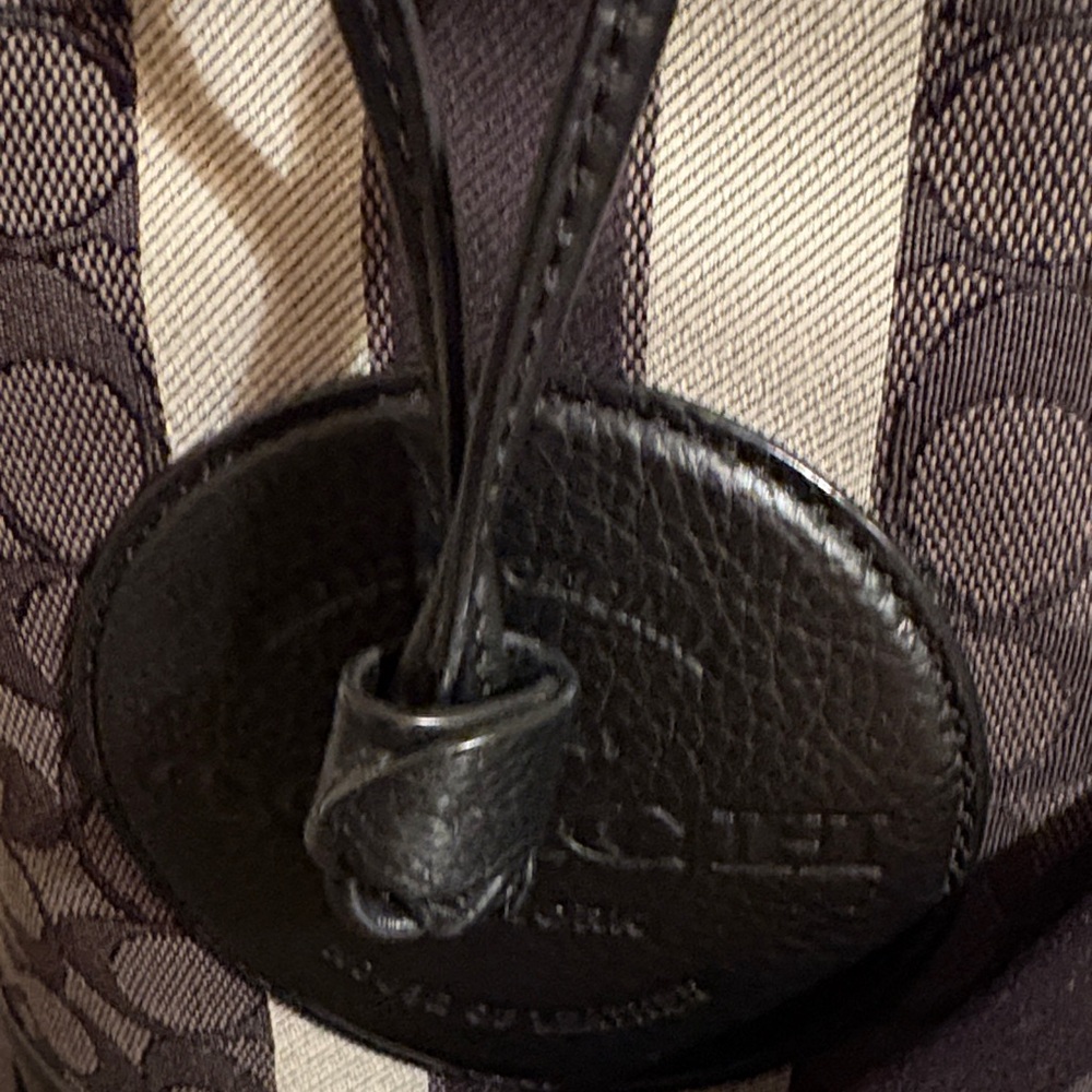 Coach Signature Jacquard Dempsey Stripe Black Smoke Gray and Black Bucket Bag - Picture 10 of 11
